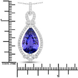 7.11 Carat Genuine Tanzanite and White Diamond 14K White Gold Pendant