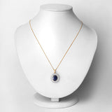 4.82 Carat Genuine Blue Sapphire and White Diamond 14K Yellow Gold Pendant