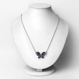 3.83 Carat Genuine Blue Sapphire and White Zircon .925 Sterling Silver Pendant