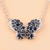 3.83 Carat Genuine Blue Sapphire and White Zircon .925 Sterling Silver Pendant