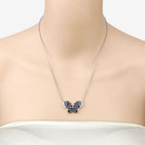 3.83 Carat Genuine Blue Sapphire and White Zircon .925 Sterling Silver Pendant