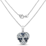 2.73 Carat Genuine Blue Sapphire and Aquamarine .925 Sterling Silver Pendant