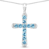 3.85 Carat Genuine Blue Topaz .925 Sterling Silver Pendant
