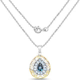 18K Yellow Gold Plated 4.44 Carat Genuine London Blue Topaz and Blue Topaz .925 Sterling Silver Pendant