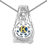 4.94 Carat Genuine Swiss Blue Topaz, Blue Diamond & White Diamond .925 Sterling Silver Pendant