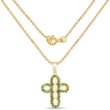 14K Yellow Gold Plated 3.11 Carat Genuine Ethiopian Opal and Chrome Diopside .925 Sterling Silver Pendant
