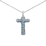 3.32 Carat Genuine Ethiopian Opal and Tanzanite .925 Sterling Silver Pendant