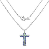 3.32 Carat Genuine Ethiopian Opal and Tanzanite .925 Sterling Silver Pendant