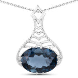 6.65 Carat Genuine London Blue Topaz .925 Sterling Silver Pendant