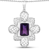 7.80 Carat Genuine Amethyst .925 Sterling Silver Pendant