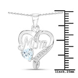 0.54 Carat Genuine Blue Topaz and White Topaz .925 Sterling Silver Pendant