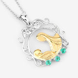 0.09 Carat Genuine Emerald .925 Sterling Silver Pendant