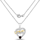 0.51 Carat Genuine Garnet and White Topaz .925 Sterling Silver Pendant