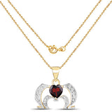 14K Yellow Gold Plated 1.05 Carat Genuine Garnet and White Topaz .925 Sterling Silver Pendant