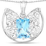 11.10 Carat Genuine Swiss Blue Topaz .925 Sterling Silver Pendant