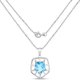 7.60 Carat Genuine Blue Topaz .925 Sterling Silver Pendant