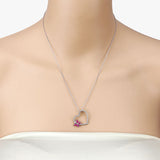 0.52 Carat Genuine Ruby and Created White Sapphire .925 Sterling Silver Pendant