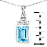 9.99 Carat Genuine Swiss Blue Topaz and White Topaz .925 Sterling Silver Pendant