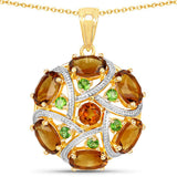 6.87 Carat Genuine Multi Stones .925 Sterling Silver Pendant