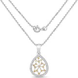 0.45 Carat Genuine White Diamond and Yellow Diamond .925 Sterling Silver Pendant