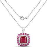 8.48 Carat Glass Filled Ruby and White Topaz .925 Sterling Silver Pendant