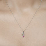 0.43 Carat Genuine Ruby and White Diamond 14K White Gold Pendant