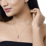 0.43 Carat Genuine Ruby and White Diamond 14K White Gold Pendant