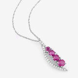 0.43 Carat Genuine Ruby and White Diamond 14K White Gold Pendant