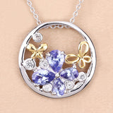 1.33 Carat Genuine Tanzanite and White Topaz .925 Sterling Silver Pendant