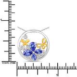 1.33 Carat Genuine Tanzanite and White Topaz .925 Sterling Silver Pendant
