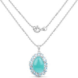 13.28 Carat Genuine Amazonite, Blue Topaz And White Topaz .925 Sterling Silver Pendant