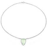 10.77 Carat Genuine Prehnite And White Topaz .925 Sterling Silver Pendant