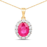 2.56 Carat Genuine Burma Ruby and White Diamond 18K Yellow Gold Pendant