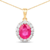 2.56 Carat Genuine Burma Ruby and White Diamond 18K Yellow Gold Pendant
