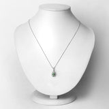 1.27 Carat Genuine Green Tourmaline and White Diamond 14K White Gold Pendant