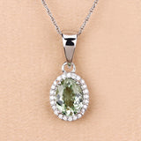 1.27 Carat Genuine Green Tourmaline and White Diamond 14K White Gold Pendant