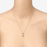 1.27 Carat Genuine Green Tourmaline and White Diamond 14K White Gold Pendant