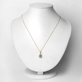 1.27 Carat Genuine Green Tourmaline and White Diamond 14K Yellow Gold Pendant