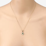 1.27 Carat Genuine Green Tourmaline and White Diamond 14K Yellow Gold Pendant