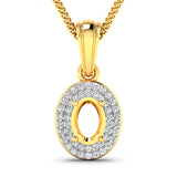 0.17 Carat Genuine White Diamond 14K Yellow Gold Semi Mount Pendant - holds 7x5mm Oval Gemstone
