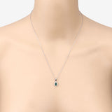 0.81 Carat Genuine Zambian Emerald and White Diamond 14K White Gold Pendant