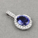10.15 Carat Genuine Tanzanite and White Diamond 18K White Gold Pendant