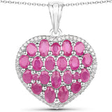 5.00 Carat Genuine Ruby and White Diamond .925 Sterling Silver Pendant