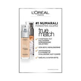Loreal Paris True Match Foundation: 1N Ivory - Hyaluronic Acid & Vitamin E, Lightweight, Natural Look, SPF 17, Skin Tone Evener