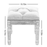 Padded Square Footstool with Rubberwood Legs