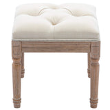 Padded Square Footstool with Rubberwood Legs