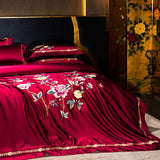 Palace Style Egyptian Cotton Peony Embroidery Duvet Cover | 3CARATS