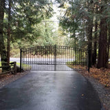 [12-18FT] Heavy-Duty Paris-Style Steel Premium Dual-Swing Driveway Gate (SAK97031)