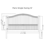 [12-18FT] Heavy-Duty Paris-Style Galvanized Steel Single-Swing Driveway Gate (SAK78643)