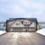 [12-18FT] Heavy-Duty Paris-Style Galvanized Steel Single-Swing Driveway Gate (SAK78643)